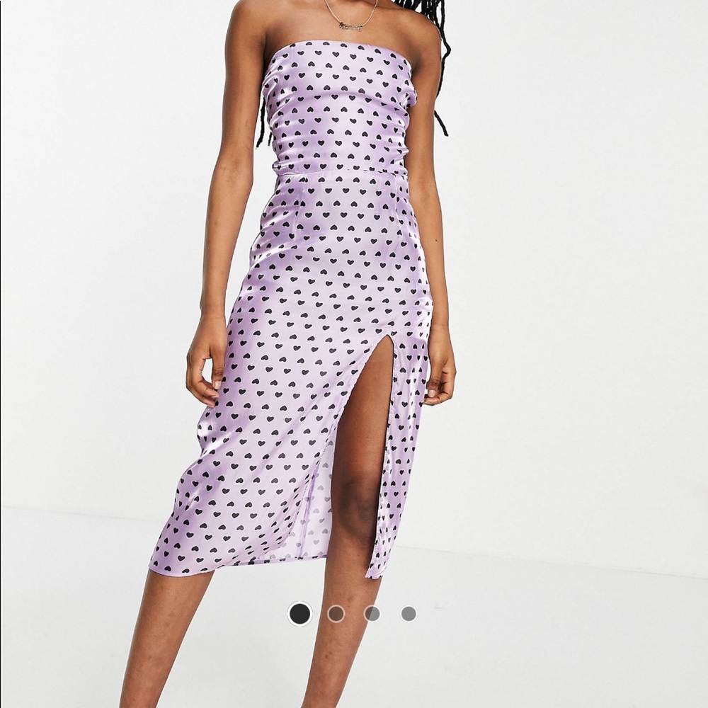 Satin slip lilac heart dress